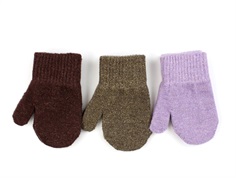 Mikk-line chalk violet mix glitter knit gloves wool/nylon (3-pack)